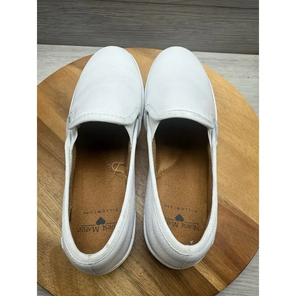 Nurse Mates Adela Slip-On Shoes, White, Women's 6.5 W
